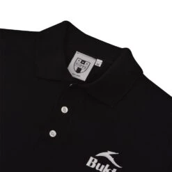 BUKTA Heritage Polo Black With White Cuffs -Outlet Fitted Tops Store bukpblk2 2