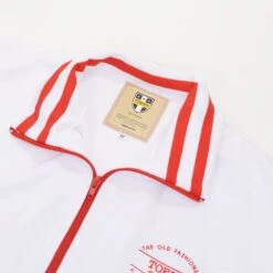 The Old Fashioned Football Shirt Co. - White/Red Track Top -Outlet Fitted Tops Store j0061 2