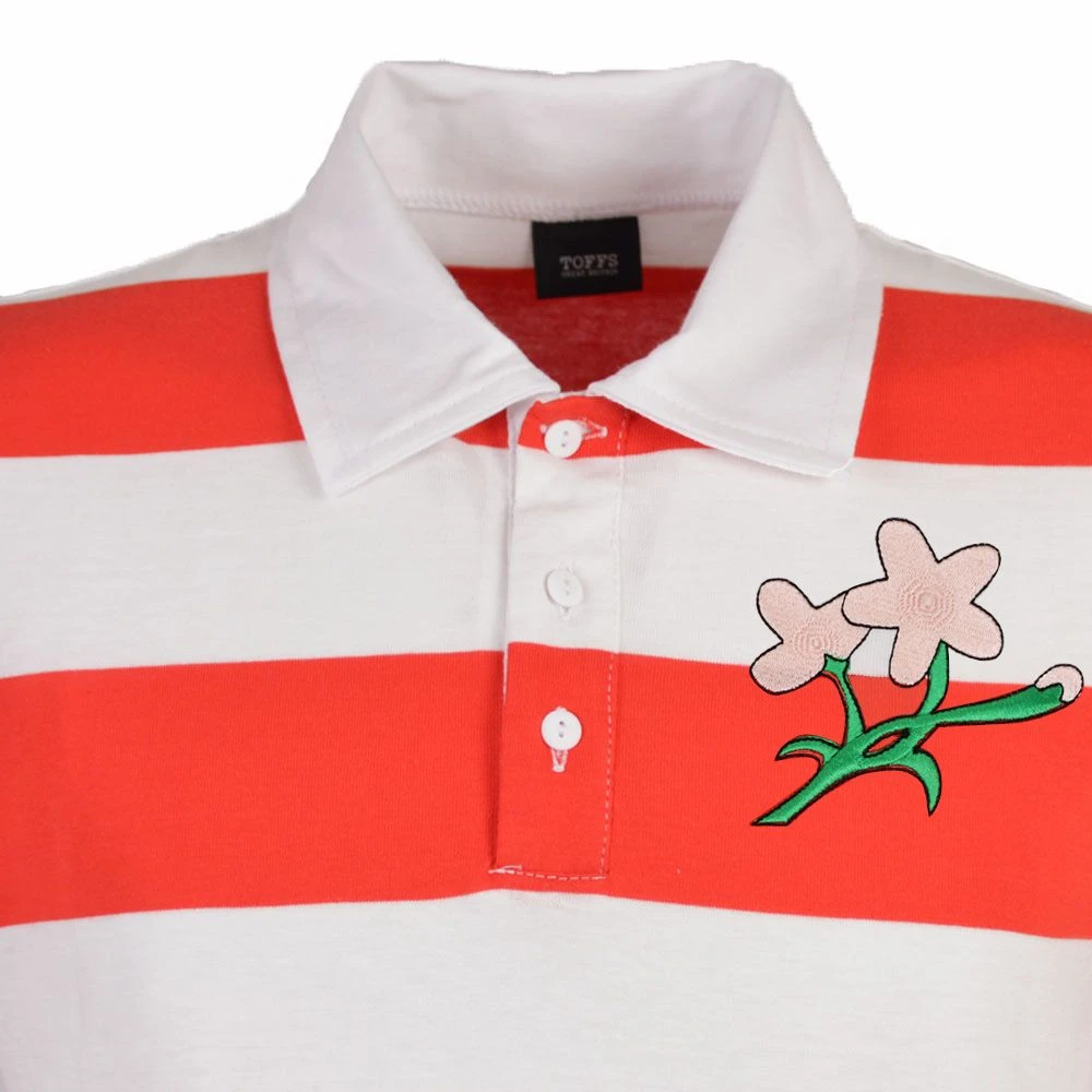 Japan Rugby Polo Shirt - Red/White Stripe 2 Japan Rugby Polo Shirt - Red/White Stripe - Image 2